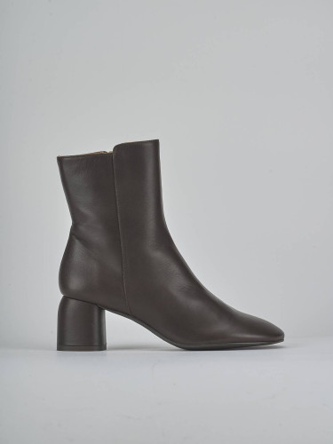Botines de tacón alto tacón 6 cm marrón oscuro cuero