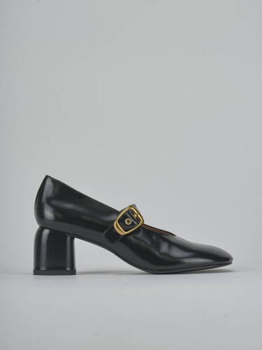 Zapatos de salón tacón 6 cm negro cuero