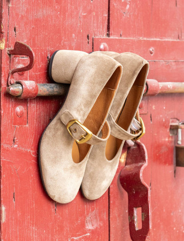 Décolleté tacco 6cm camoscio beige
