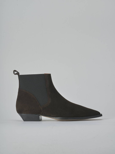 Low heel ankle boots heel 2 cm dark brown suede