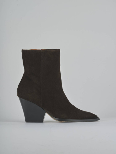 High heel ankle boots heel 8 cm dark brown suede