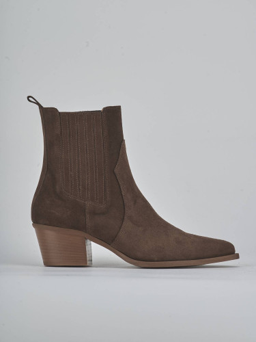 High heel ankle boots heel 5 cm dark brown suede