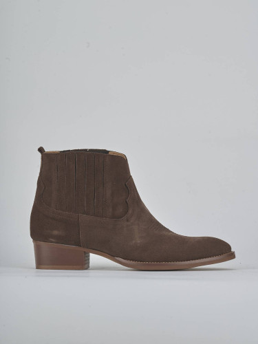 Botines de tacón bajo tacón 3 cm marrón oscuro ante