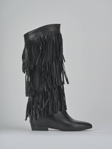 Stivali tacco 2cm pelle nero