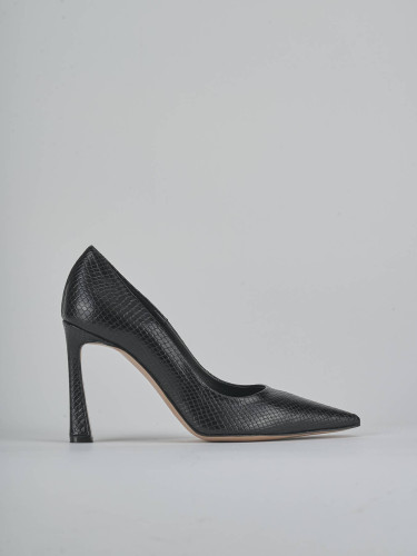 Zapatos de salón tacón 9 cm negro pitón