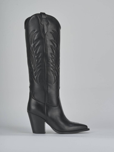 Stivali tacco 8cm pelle nero