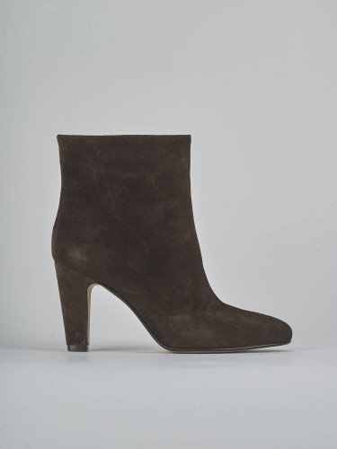 Botines de tacón alto tacón 8 cm marrón oscuro ante