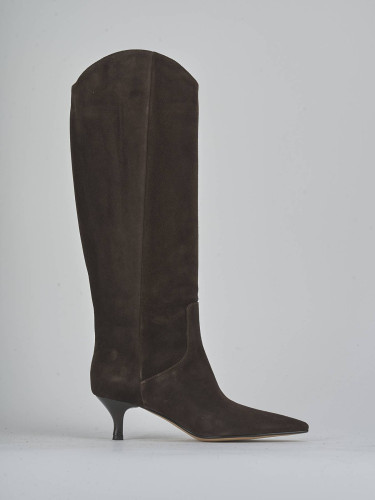 High heel boots heel 5 cm dark brown suede