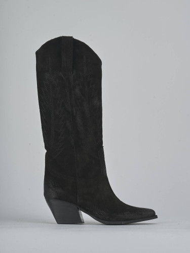 Botas de tacón alto tacón 6 cm negro ante