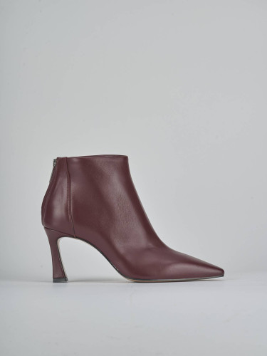 Botines de tacón alto tacón 8 cm burdeos cuero