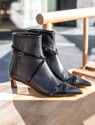 Stivaletti tacco 5cm pelle nero