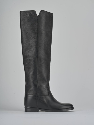 Stivali tacco 2cm pelle nero