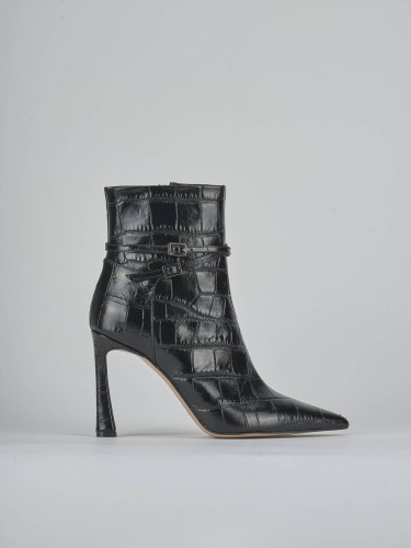Botines de tacón alto tacón 9 cm negro efecto coco