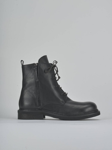 Botas militares tacón 3 cm negro cuero