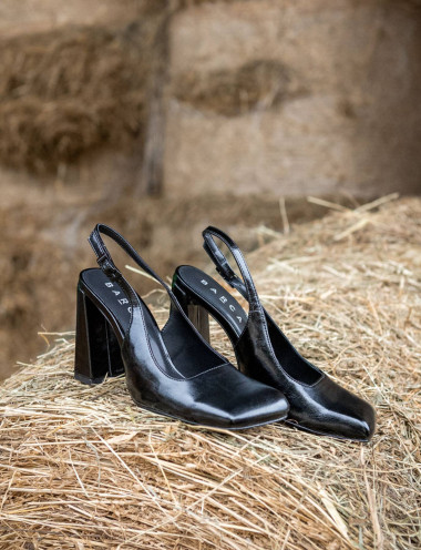 Décolleté tacco 9cm pelle sostenibile nero