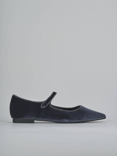 Ballerine tacco 1cm velluto blu