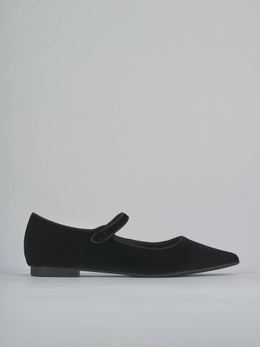 Flat shoes heel 1 cm black velvet