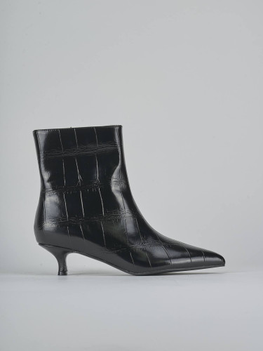Stivaletti tacco 5cm pelle sostenibile nero