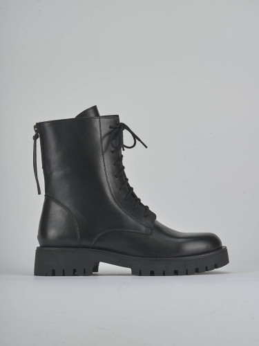 Combat boots heel 2 cm black leather