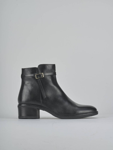 Botines de tacón bajo tacón 4 cm negro cuero