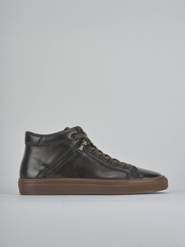 Zapatillas deportivas tacón 1 cm marrón oscuro cuero