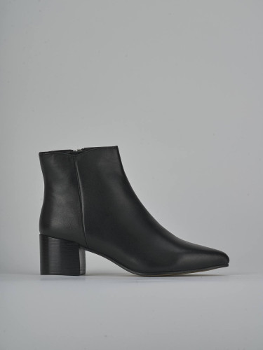 Botines de tacón alto tacón 5 cm negro cuero