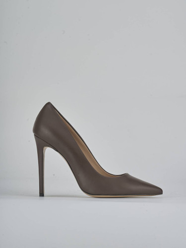 Zapatos de salón tacón 10 cm marrón oscuro cuero