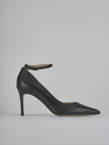 Zapatos de salón tacón 7 cm negro cuero