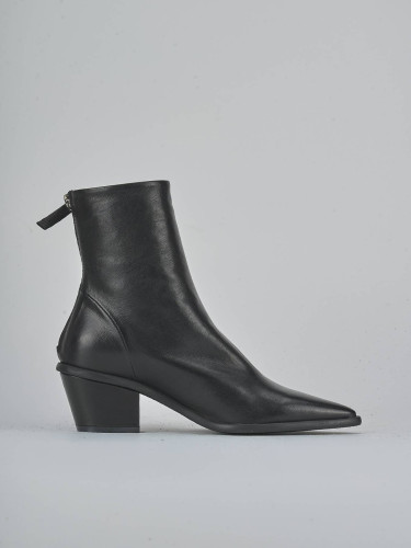High heel ankle boots heel 6 cm black leather
