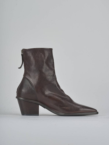 Botines de tacón alto tacón 6 cm marrón oscuro cuero