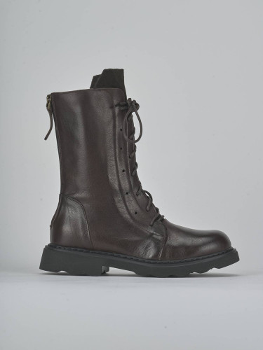 Combat boots heel 2 cm dark brown leather