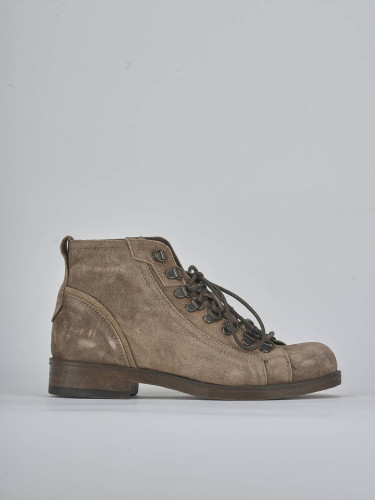 Combat boots heel 2 cm dark brown suede