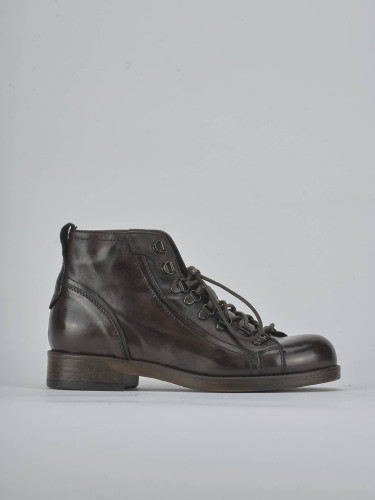 Combat boots heel 2 cm dark brown leather
