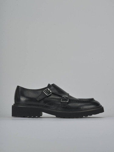 Zapatos de cordones tacón 2 cm negro cuero