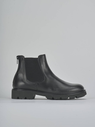 Botines de tacón bajo tacón 2 cm negro cuero
