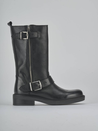Low heel ankle boots heel 3 cm black leather