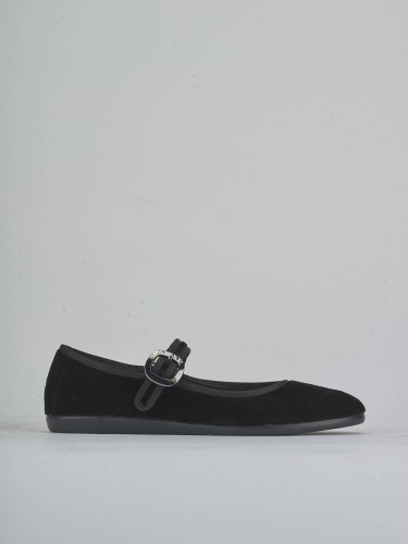 Flat shoes heel 1 cm black velvet