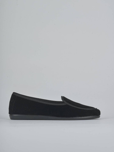 Flat shoes heel 1 cm black velvet