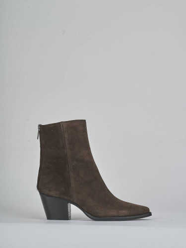 High heel ankle boots heel 5 cm dark brown suede