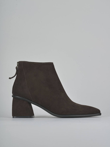 Botines de tacón alto tacón 6 cm marrón oscuro ante