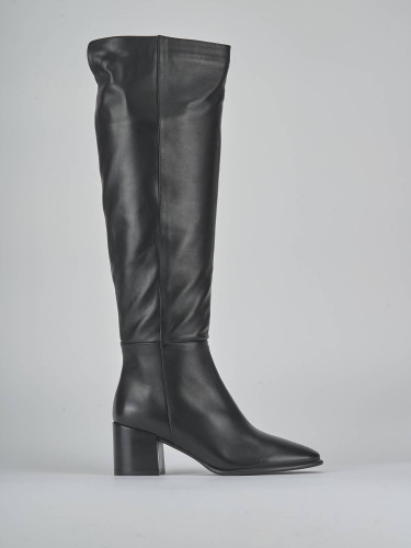 Stivali tacco 6cm pelle nero