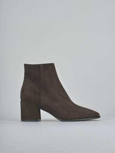 Botines de tacón alto tacón 5 cm marrón oscuro ante