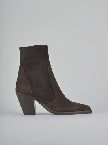 Botines de tacón alto tacón 6 cm marrón oscuro ante