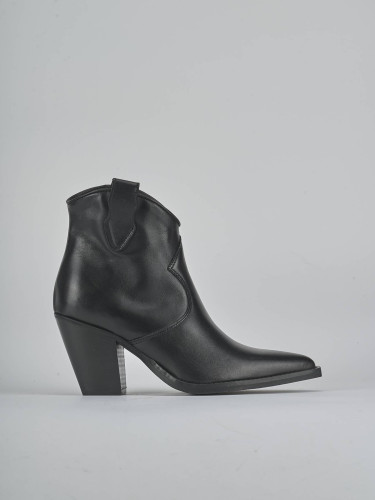 Botines de tacón alto tacón 8 cm negro cuero