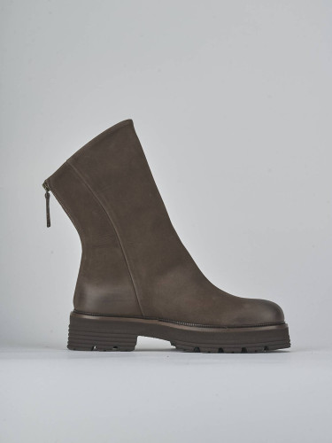 Low heel ankle boots heel 2 cm dark brown nabuk