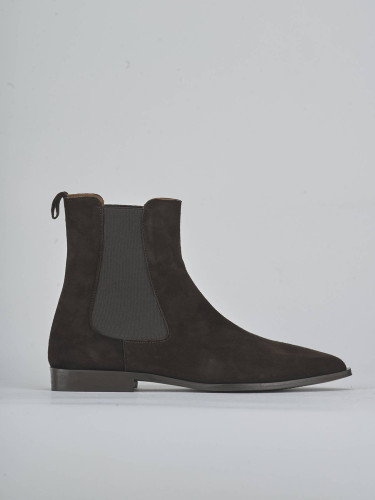 Low heel ankle boots heel 2 cm dark brown suede