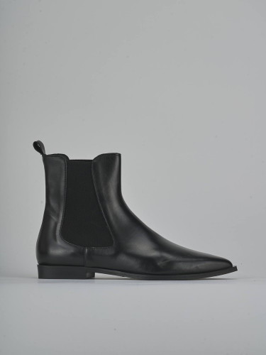 Botines de tacón bajo tacón 2 cm negro cuero