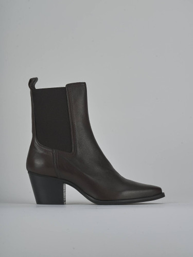 Botines de tacón alto tacón 7 cm marrón oscuro cuero