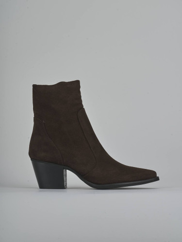 High heel ankle boots heel 7 cm dark brown suede