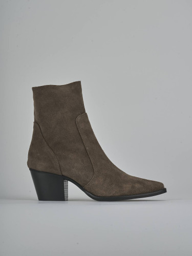 Botines de tacón alto tacón 7 cm beis ante